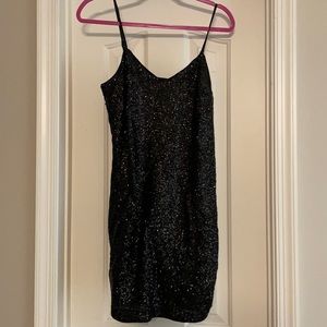 New Express Black sequined mini dress - Size M